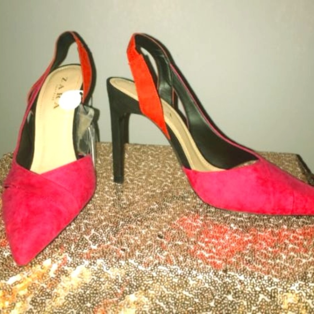 ZARA BASIC Women's Arous Pink Suede Pointy Toe-fo